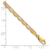 14k 3.8mm Tri-color Gold PavÃ© Valentino Chain