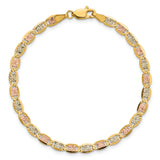 14k 3.8mm Tri-color Gold PavÃ© Valentino Chain