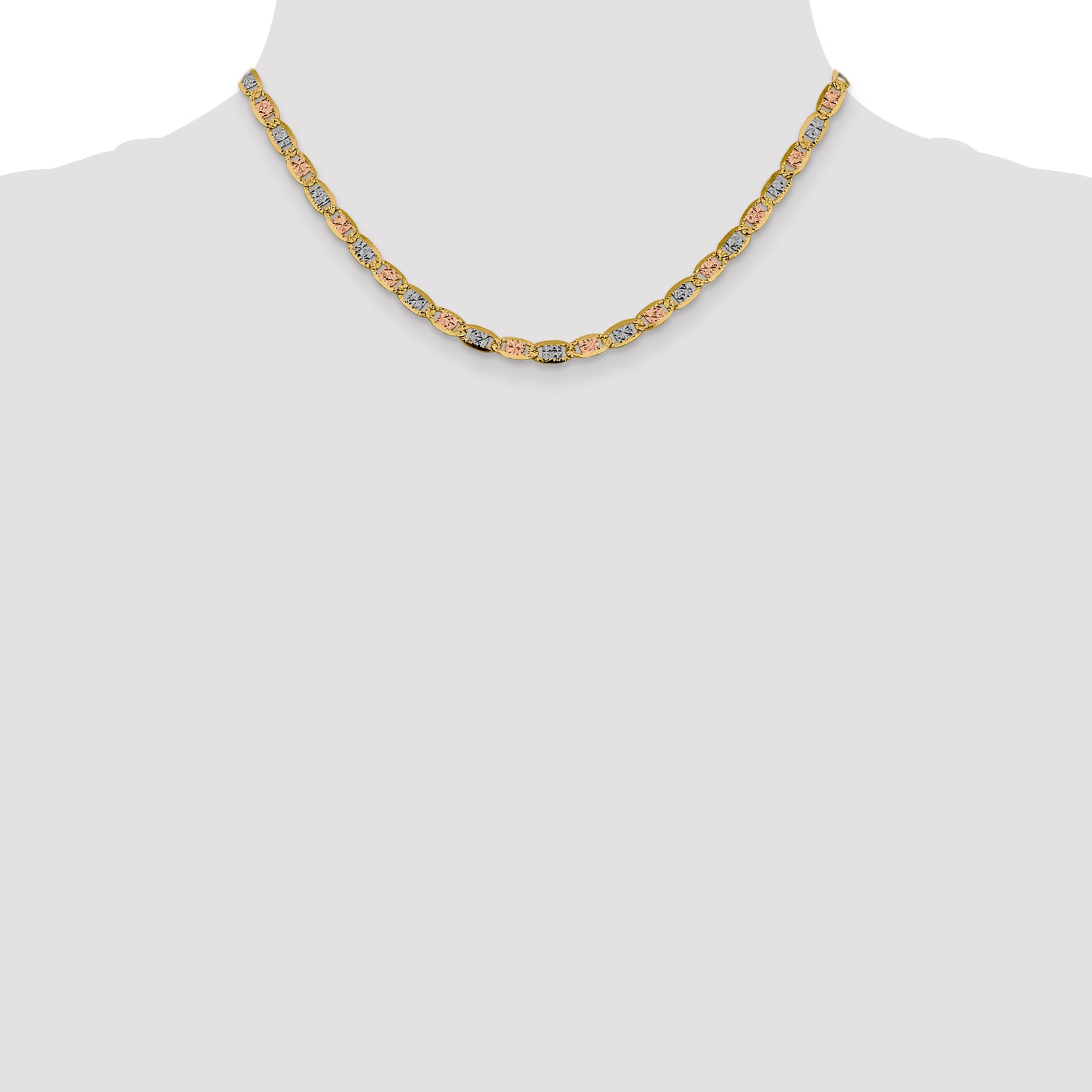 14k 4.65mm Tri-color Gold PavÃ© Valentino Chain