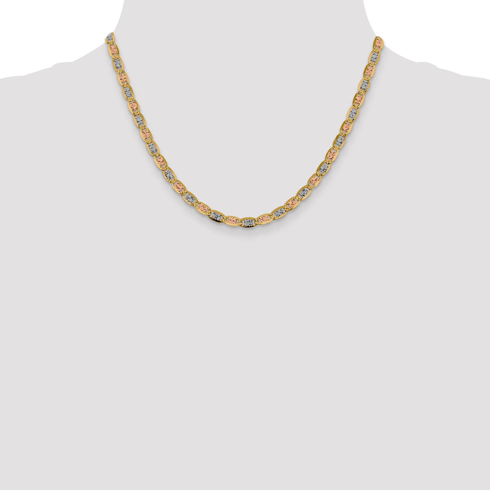 14k 4.65mm Tri-color Gold PavÃ© Valentino Chain