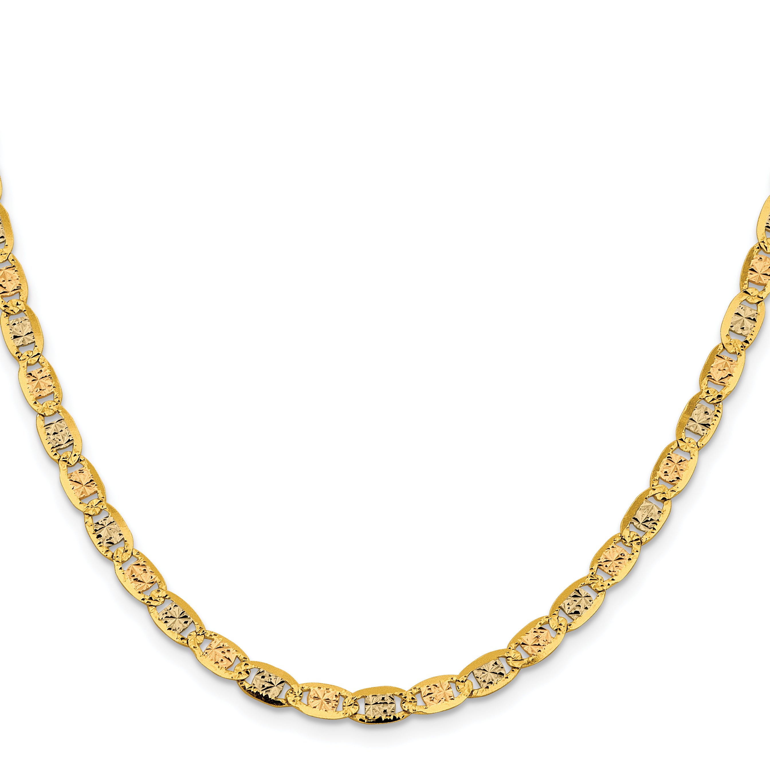 14k 4.65mm Tri-color Gold PavÃ© Valentino Chain
