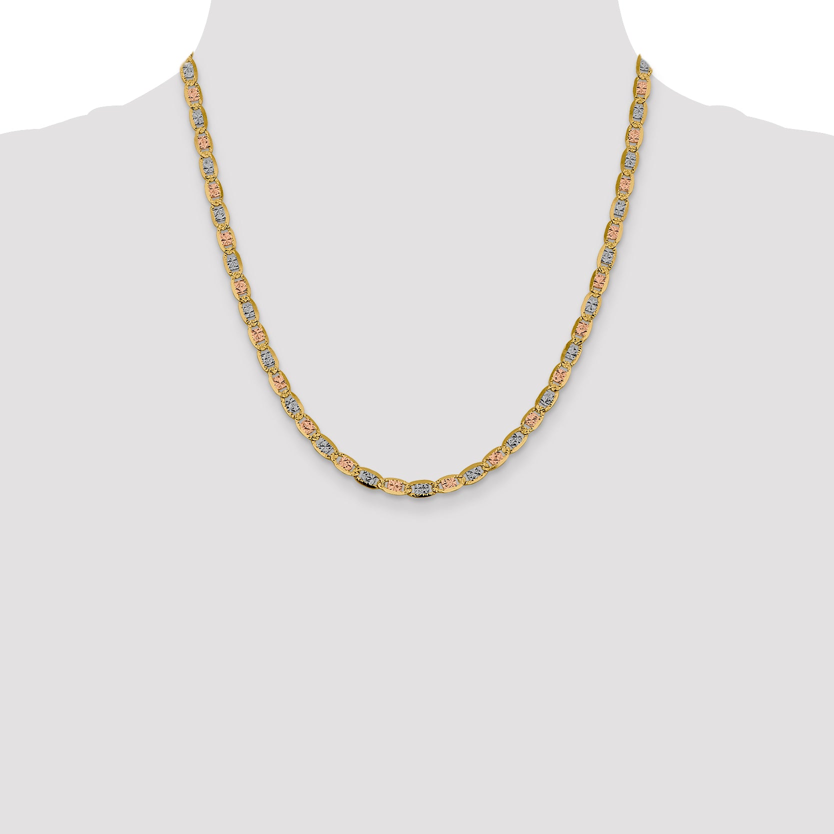 14k 4.65mm Tri-color Gold PavÃ© Valentino Chain