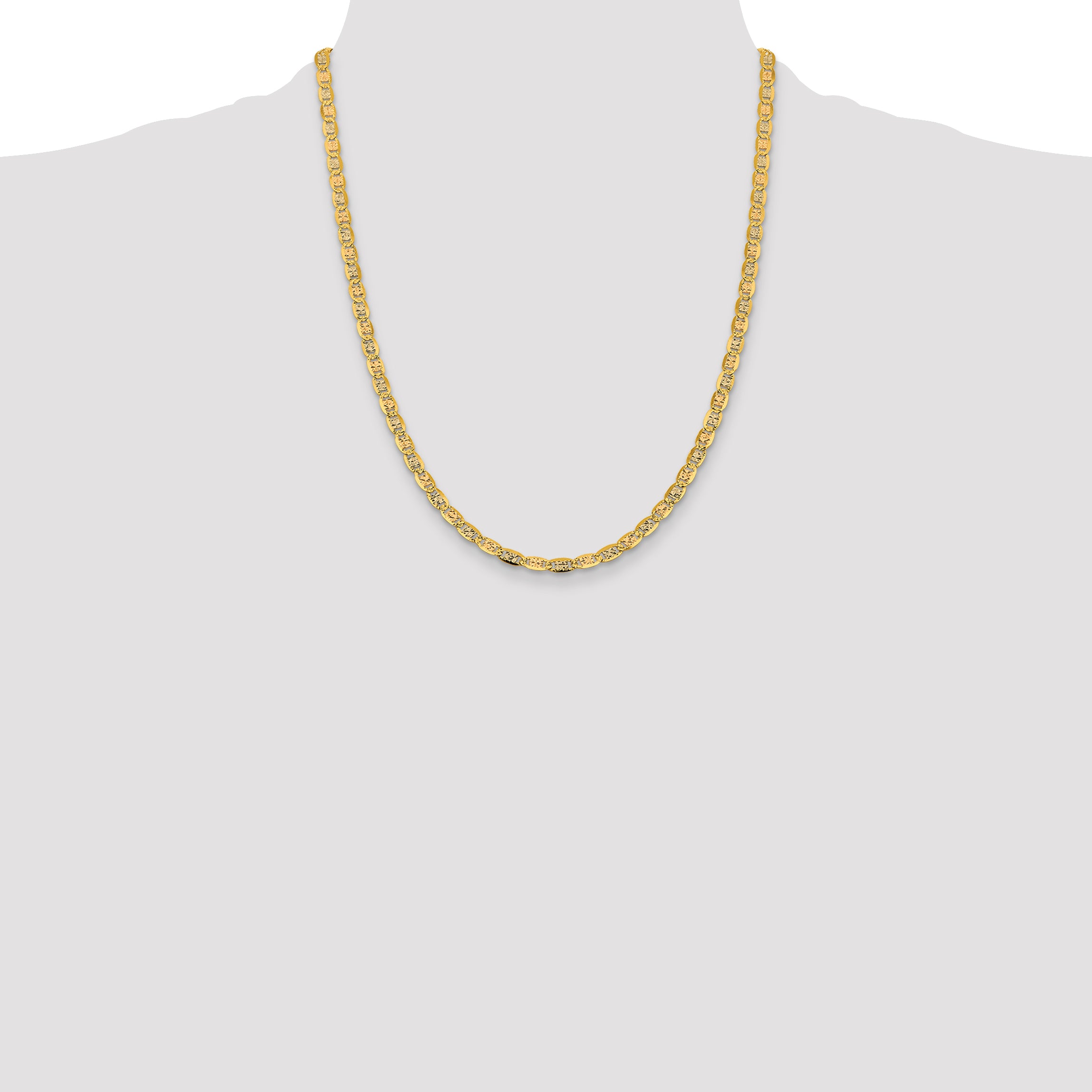 14k 4.65mm Tri-color Gold PavÃ© Valentino Chain