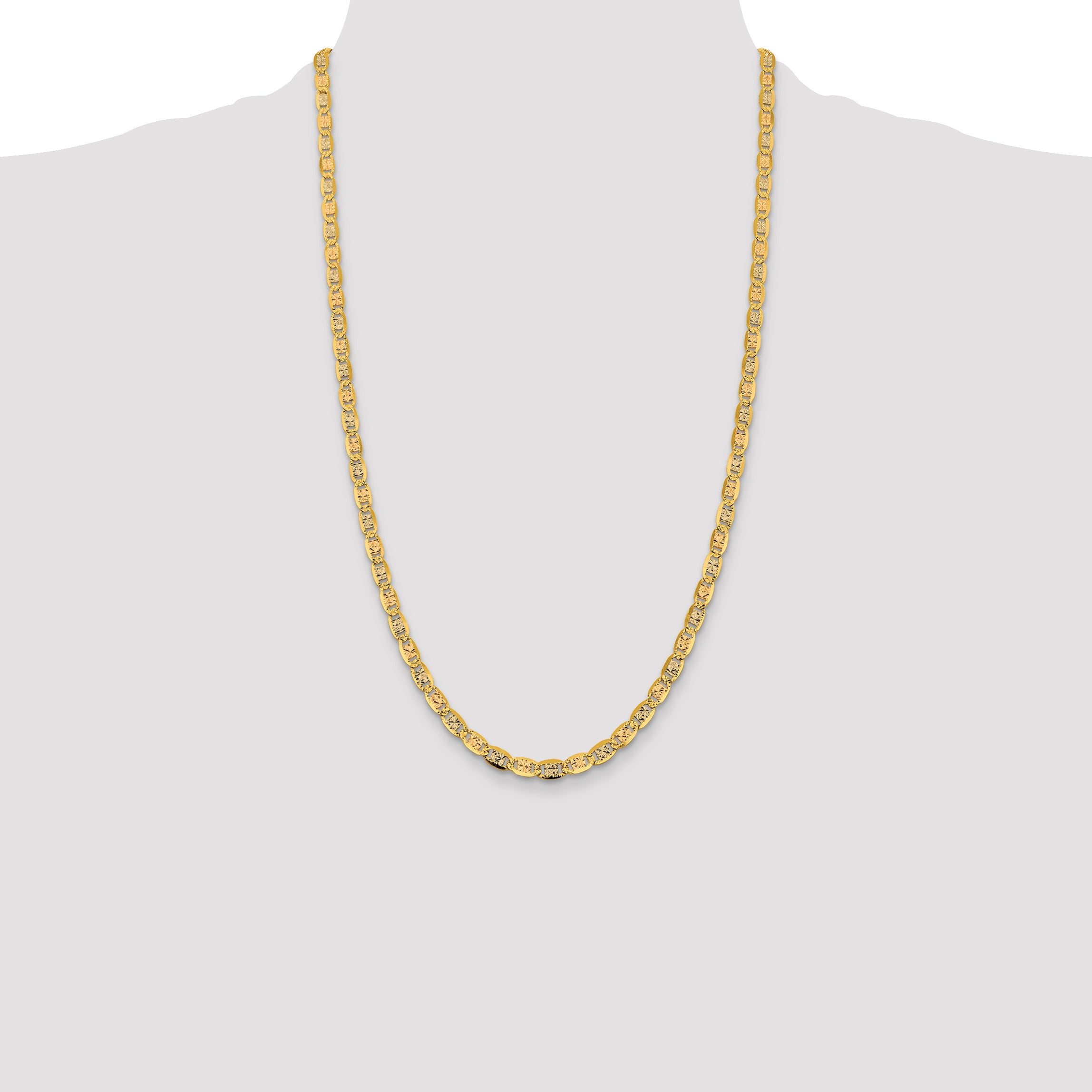 14k 4.65mm Tri-color Gold PavÃ© Valentino Chain