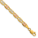 14k 4.65mm Tri-color Gold PavÃ© Valentino Chain