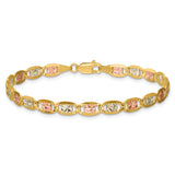 14k 4.65mm Tri-color Gold PavÃ© Valentino Chain