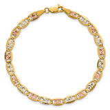 14k 4.65mm Tri-color Gold PavÃ© Valentino Chain