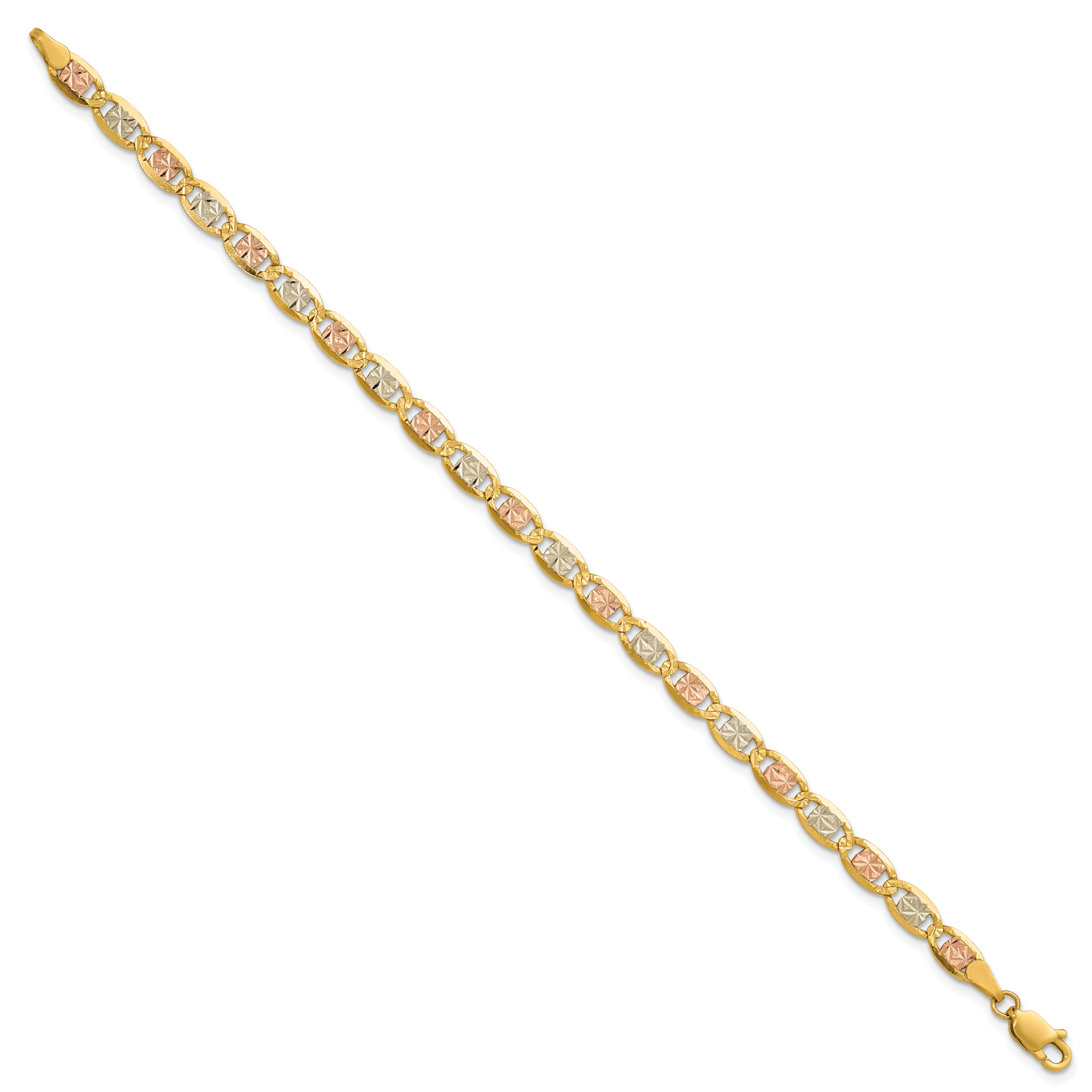 14k 4.65mm Tri-color Gold PavÃ© Valentino Chain