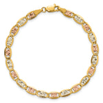 14k 4.65mm Tri-color Gold PavÃ© Valentino Chain