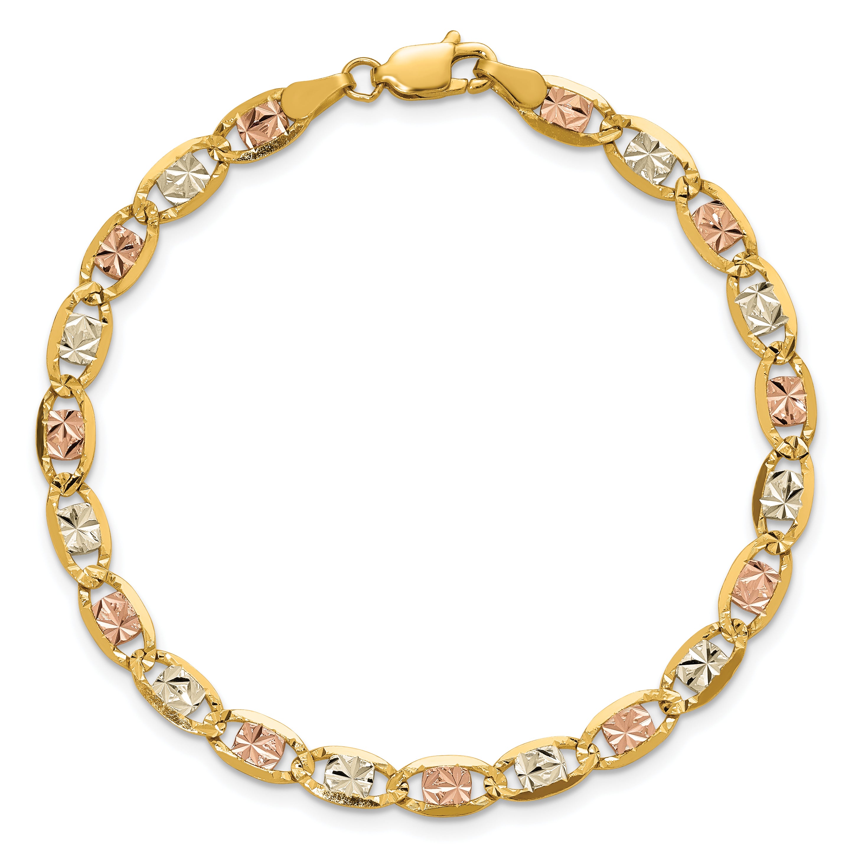 14k 4.65mm Tri-color Gold PavÃ© Valentino Chain