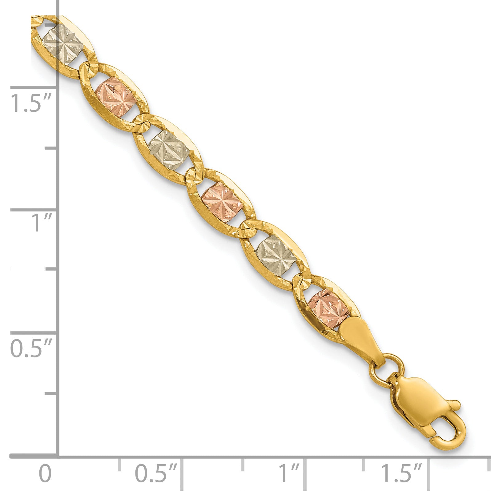 14k 4.65mm Tri-color Gold PavÃ© Valentino Chain