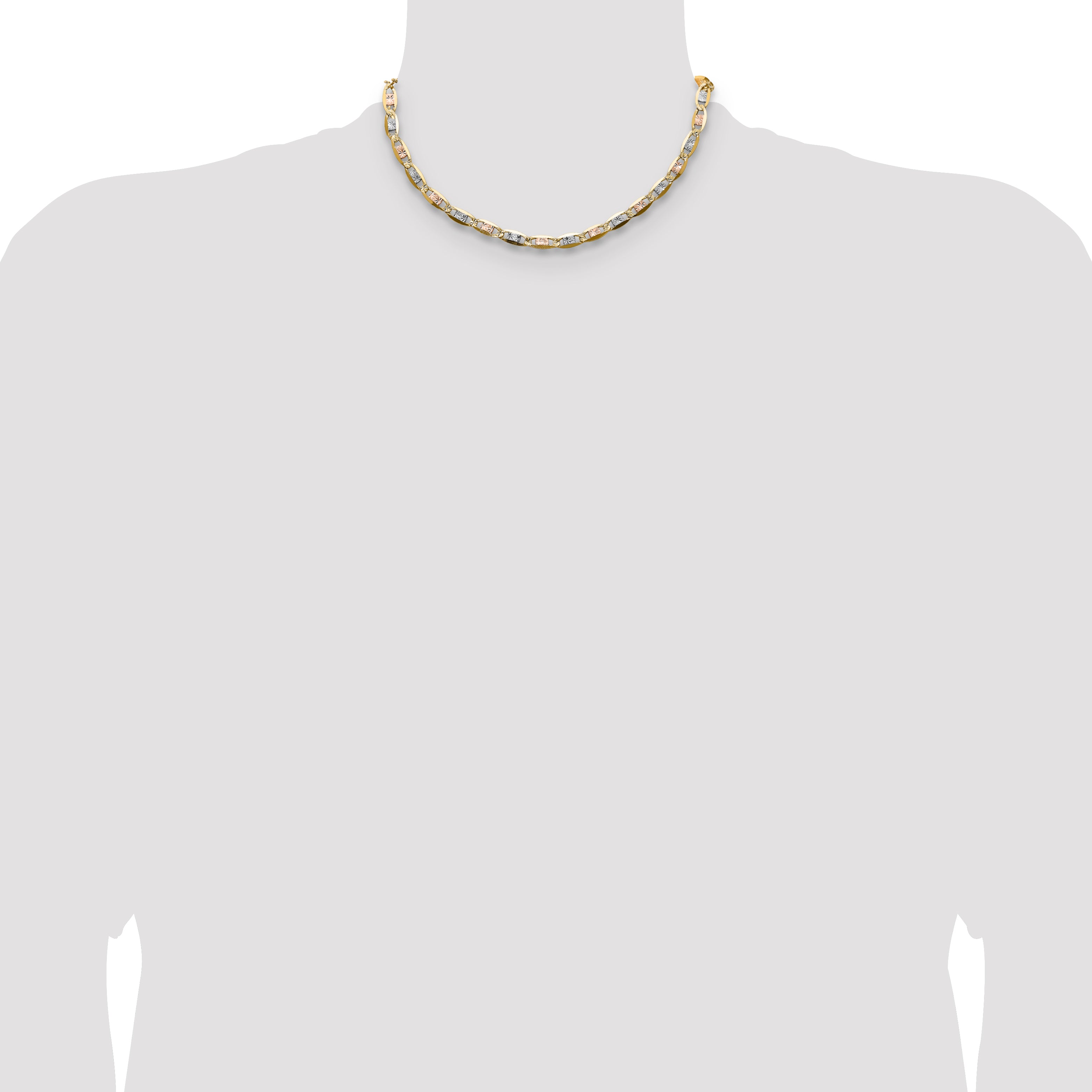 14k 6.1mm Tri-color Gold PavÃ© Valentino Chain