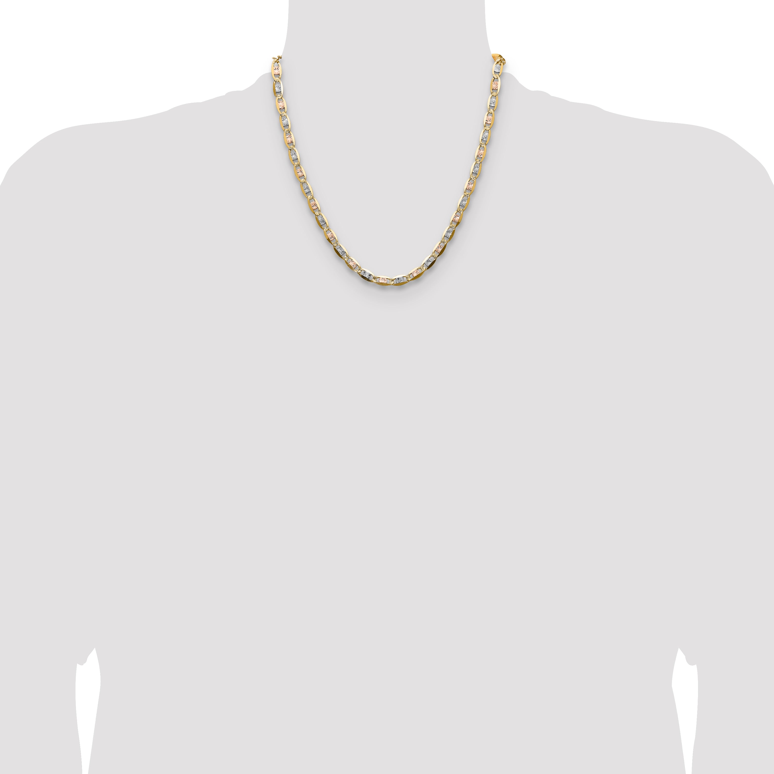 14k 6.1mm Tri-color Gold PavÃ© Valentino Chain