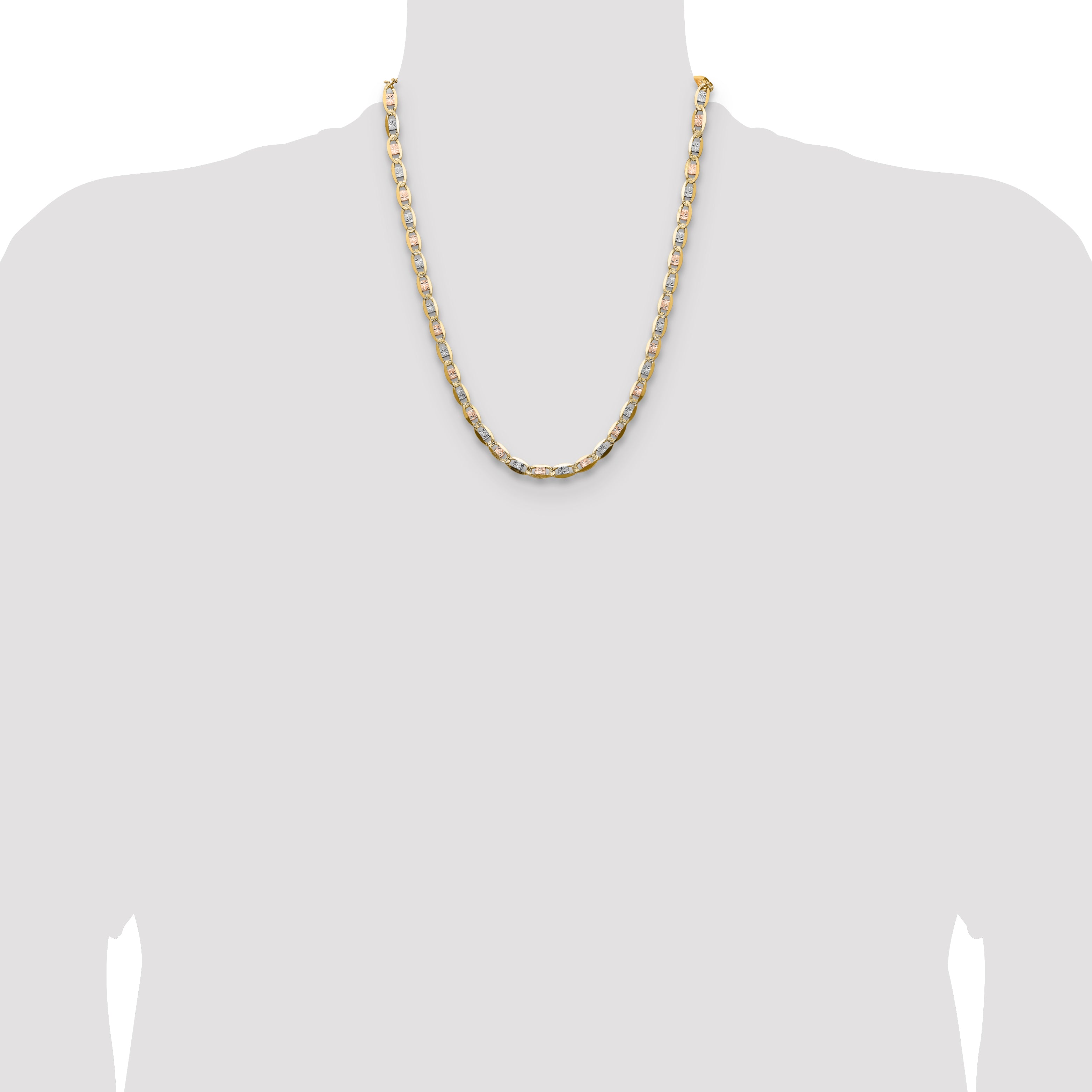 14k 6.1mm Tri-color Gold PavÃ© Valentino Chain