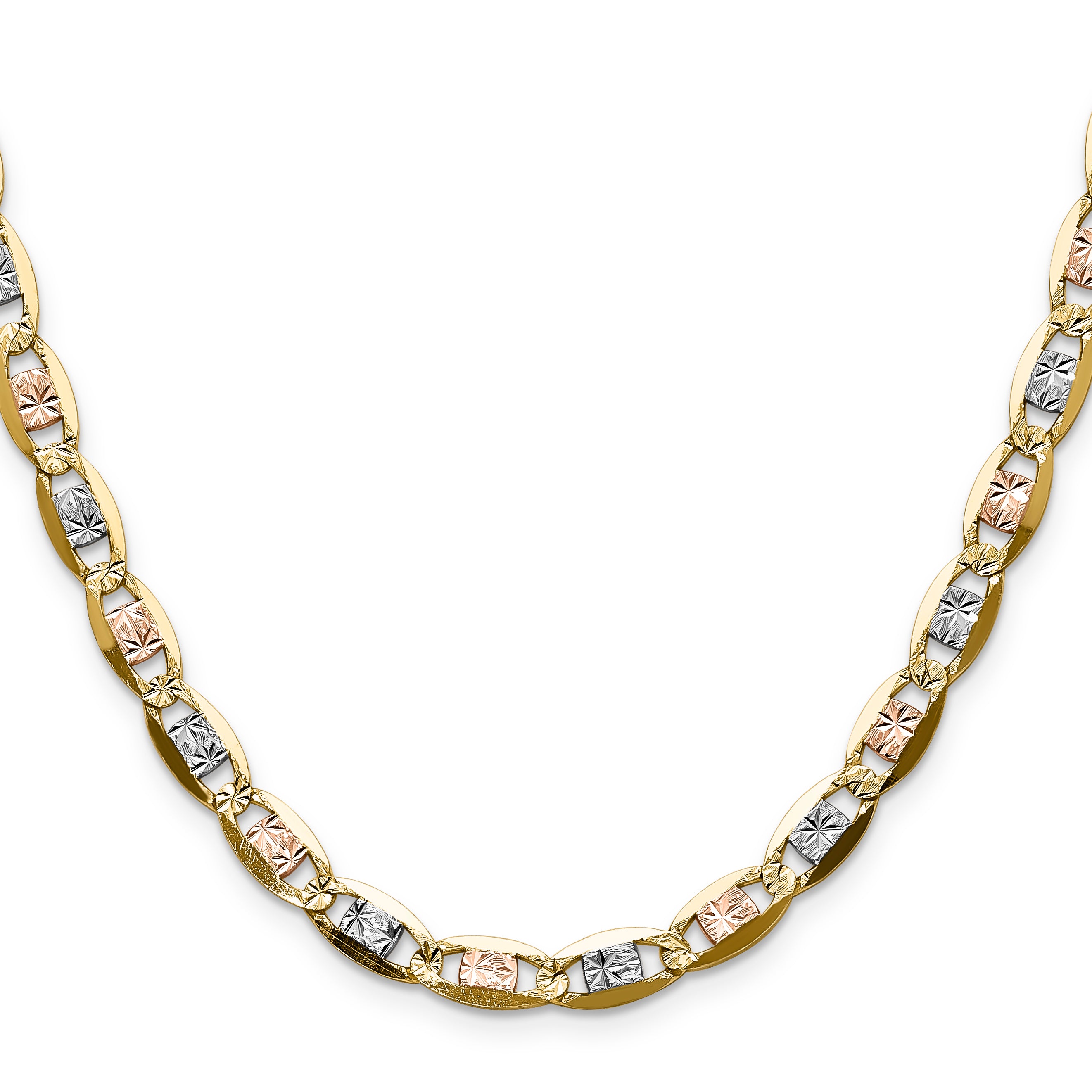 14k 6.1mm Tri-color Gold PavÃ© Valentino Chain