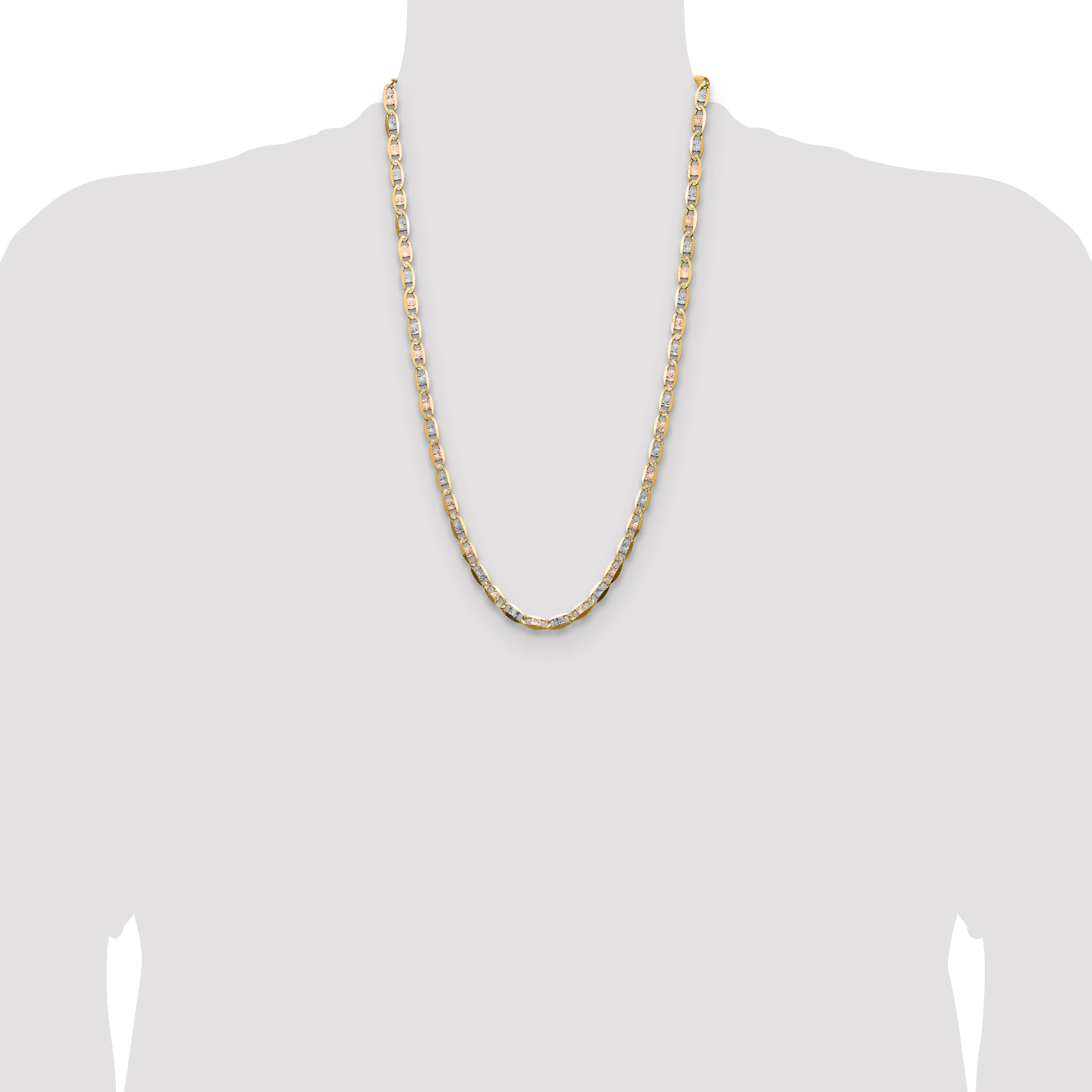 14k 6.1mm Tri-color Gold PavÃ© Valentino Chain