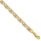 14k 6.1mm Tri-color Gold PavÃ© Valentino Chain