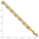 14k 6.1mm Tri-color Gold PavÃ© Valentino Chain