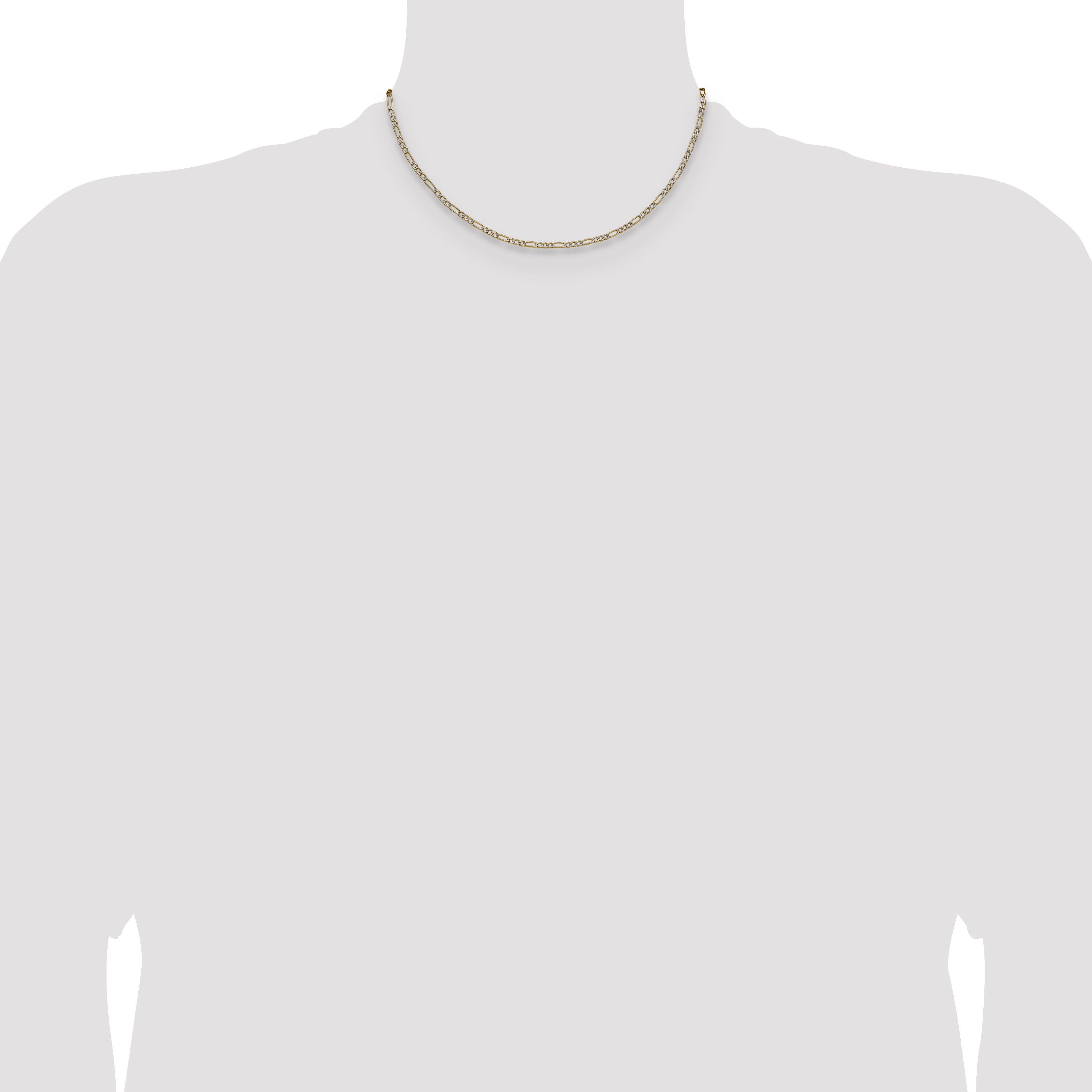 14k 2.3mm Semi-solid with Rhodium PavÃ© Figaro Chain