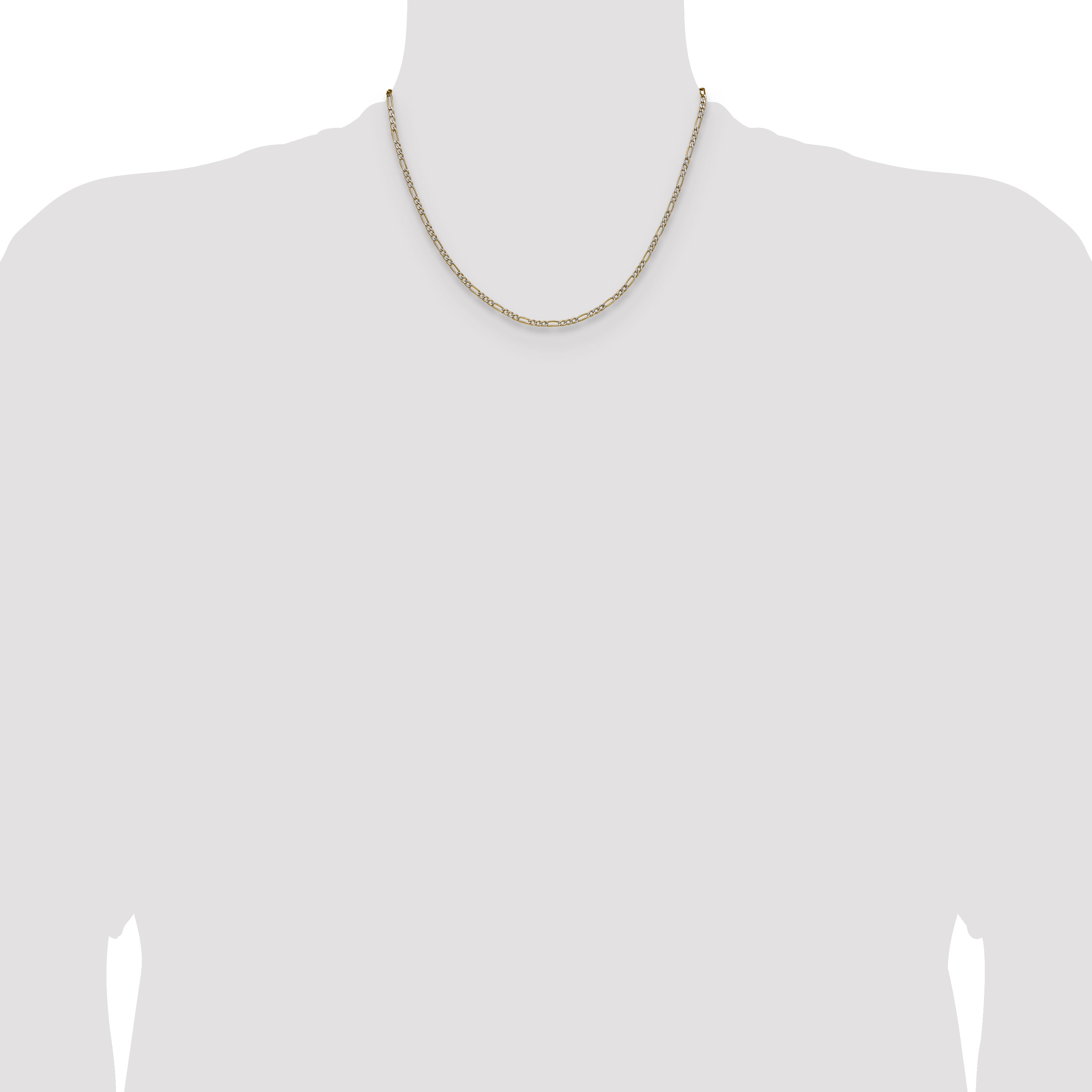 14k 2.3mm Semi-solid with Rhodium PavÃ© Figaro Chain