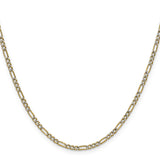 14k 2.3mm Semi-solid with Rhodium PavÃ© Figaro Chain