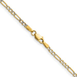 14k 2.3mm Semi-solid with Rhodium PavÃ© Figaro Chain