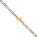 14k 2.3mm Semi-solid with Rhodium PavÃ© Figaro Chain