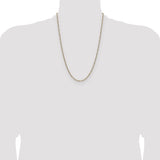 14k 2.3mm Semi-solid with Rhodium PavÃ© Figaro Chain