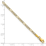 14k 2.3mm Semi-solid with Rhodium PavÃ© Figaro Chain