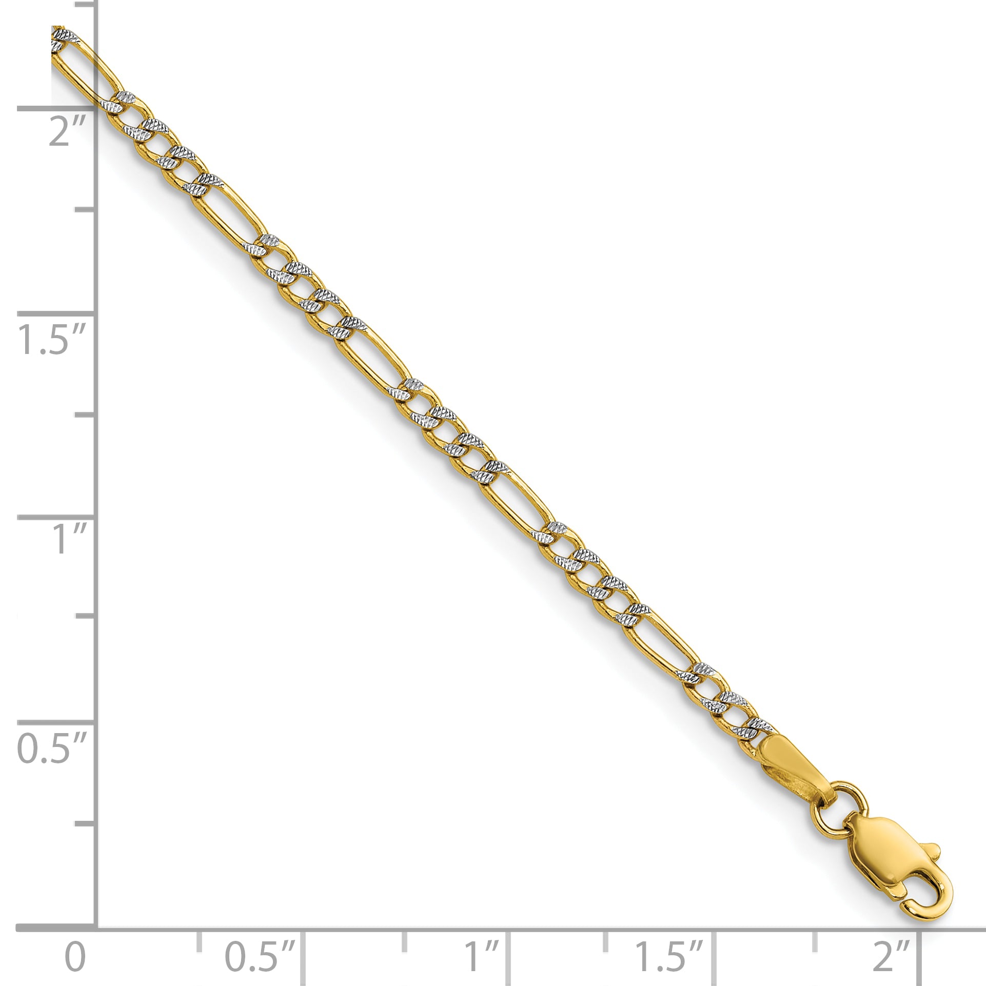 14k 2.3mm Semi-solid with Rhodium PavÃ© Figaro Chain
