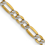 14k 3.2mm Semi-solid with Rhodium PavÃ© Figaro Chain