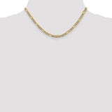 14k 3.9mm Semi-solid with Rhodium PavÃ© Figaro Chain
