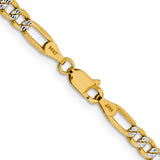14k 3.9mm Semi-solid with Rhodium PavÃ© Figaro Chain
