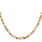 14k 3.9mm Semi-solid with Rhodium PavÃ© Figaro Chain