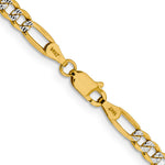 14k 3.9mm Semi-solid with Rhodium PavÃ© Figaro Chain