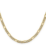 14k 3.9mm Semi-solid with Rhodium PavÃ© Figaro Chain