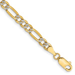 14k 3.9mm Semi-solid with Rhodium PavÃ© Figaro Chain
