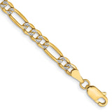 14k 3.9mm Semi-solid with Rhodium PavÃ© Figaro Chain