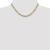 14k 5.25mm Semi-solid with Rhodium PavÃ© Figaro Chain