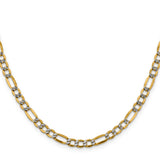 14k 5.25mm Semi-solid with Rhodium PavÃ© Figaro Chain