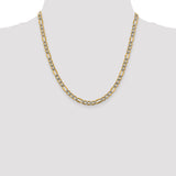 14k 5.25mm Semi-solid with Rhodium PavÃ© Figaro Chain