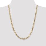 14k 5.25mm Semi-solid with Rhodium PavÃ© Figaro Chain