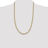 14k 5.25mm Semi-solid with Rhodium PavÃ© Figaro Chain