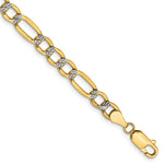 14k 5.25mm Semi-solid with Rhodium PavÃ© Figaro Chain
