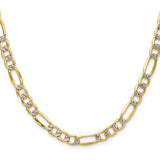 14k 6.5mm Semi-solid with Rhodium PavÃ© Figaro Chain
