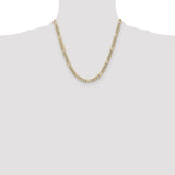14k 6.5mm Semi-solid with Rhodium PavÃ© Figaro Chain