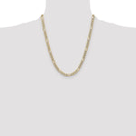 14k 6.5mm Semi-solid with Rhodium PavÃ© Figaro Chain
