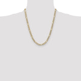 14k 6.5mm Semi-solid with Rhodium PavÃ© Figaro Chain