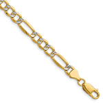 14k 6.5mm Semi-solid with Rhodium PavÃ© Figaro Chain