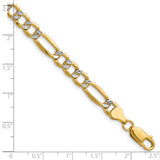 14k 6.5mm Semi-solid with Rhodium PavÃ© Figaro Chain